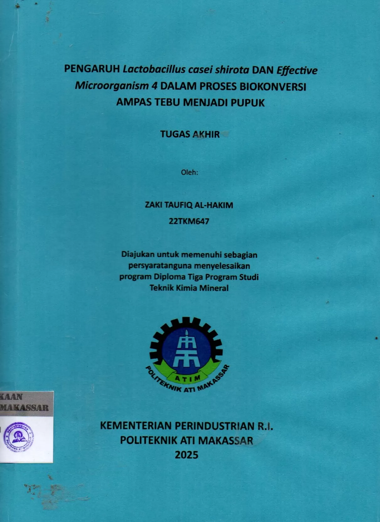 Cover Pengaruh pH dan Waktu Terhadap Presipitasi Silika Menggunakan Gas Co2 dari Larutan Na2SiO3 Sekam Padi : Tugas Akhir / Nadia Syalwa; Syardah Ugra Al- Adawiyah; Gyan Prameswara